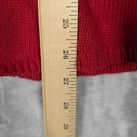 J.Jill Sweater Womens Medium Red Deer Holiday Cotton Yak Fiber Wool Christmas - Picture 3 of 11